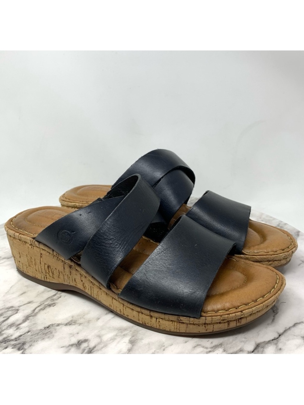 Born Luna Open Toe Strappy Leather Comfort Platform Wedge Sandals 7 Classic Boho